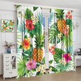 thumbnail image 4 of Tropical Curtains, Summer Tropical Pattern Pineapple Palm Leaves and Flowers, Living Room Bedroom Decorative Curtains, 2 Panel Set, 84x84 Inches, 4 of 6