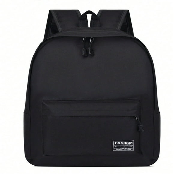 Lindbes Slogan Patch Decor Casual Daypack With Zipper School Backpack College Bag School Bag Back To School Laptop Backpack For School Large Backpack Black Bag