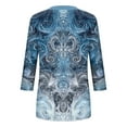 thumbnail image 4 of Blmnix Cute Shirts Plus Size Blue Paisley Print Cute Tops for Women Fall V-Neck 3/4 Sleeve XXL Blouses, 4 of 5