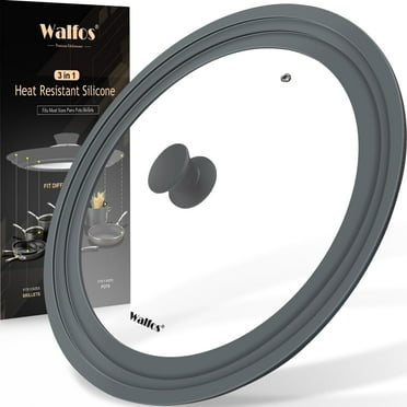 Walfos Universal Tempered Glass Pot Lid with Silicone Rim for 10.5” to 12” Pots and Pans