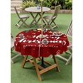 thumbnail image 3 of Outdoor Tablecloth with Umbrella Hole and Zipper, Red Christmas Round Table Cloth 60 Inch Waterproof Tablecloth, Xmas Botanical Ball Bell Picnic Table Cover for Patio Camping, 3 of 7