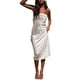 thumbnail image 1 of Txlixc Vestido con Hombros Descubiertos para Mujer, Color sólido Sin Espalda Correa elástica Superficie de Seda Una Pieza Elegante Vestido Largo de una Pieza Txlixc  Casual, 1 of 6