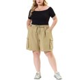 thumbnail image 2 of FAB CURVES Women's Plus Size Drawstring Elastic Waist Straight Leg Cargo Shorts, 2 of 5