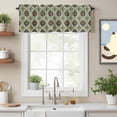 thumbnail image 2 of Abstract Floral Valance Curtain Vintage Turquoise Moroccan Geometric Art Window Valances Rod Pocket Short Curtains Window Treatments for Kitchen Bedroom Bathroom Laundry 42" x 12", 2 of 9