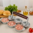 Slider Burger Press Patty Maker with 3 Slots, Red Beech Wood Handle ...