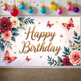 thumbnail image 2 of Floral Design Banner Butterfly Theme Decorative Flowers Celebration for Birthday Party Indoor Decoration Kids Event, 2 of 3