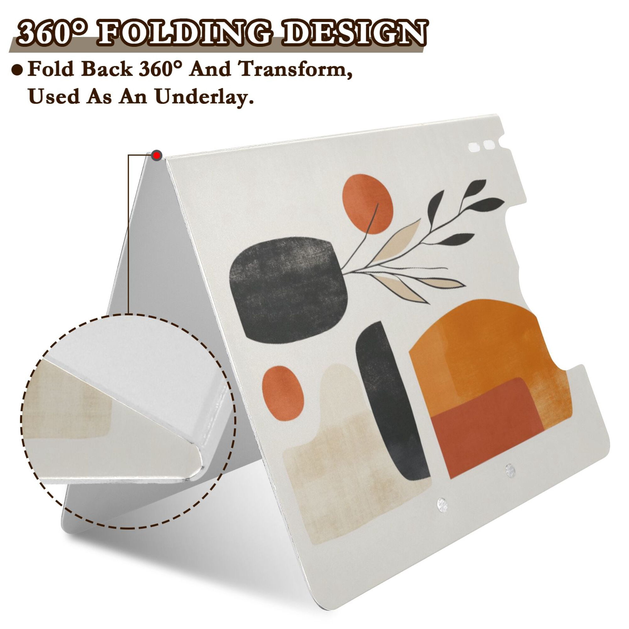 FORMRS A4 Clipboard Folder with Pen Holder Horizontal Foldable School Office Binder, White Abstract Shapes