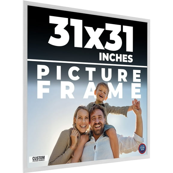31x31 Frame White Solid Wood Picture Frame Includes UV Acrylic Shatter Guard Front, Acid Free Foam