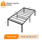 Zimtown 12 inch Twin Size Bed Frames Heavy Duty, Metal Platform Bed No Box Spring Needed, Black
