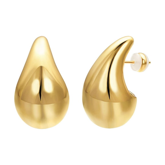 Vogem Chunky Gold Teardrop Hoop Earrings for Women 18K Gold Plated Lightweight Hollow Teardrop Earrings