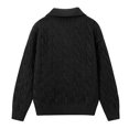 thumbnail image 5 of DHFJKG Mens Knitted Jacquard Sweaters 2 In 1 Top Turndown Collar Long Sleeve Loose Fit Textured-Knit Pullover Fall Winter Retro Soft Jumper Tops, 5 of 5