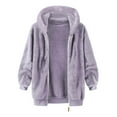 thumbnail image 4 of GrmtClth Men's Fuzzy Sherpa Hoodie Outdoor Fleece Hooded Sweatshirt Lightweight 2025 Winter Warm Full Zip Coat with Cozy Pocket Purple S, 4 of 5