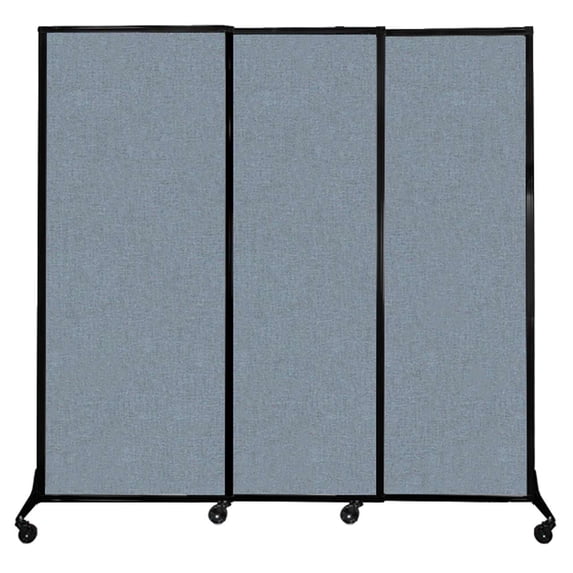 Versare QuickWall Sliding Portable Partition | Black Frame | 7' x 6'8" Powder Blue Fabric Panels