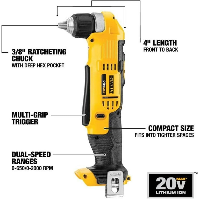 Dewalt 20v Drill Dewalt 20V MAX Lithium Ion Cordless Right Angle