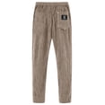 thumbnail image 4 of Domuza Corduroy Pants for Men Drawstring Elastic Waist Casual Trousers Straight Wide Leg Baggy Sweatpants with Pockets Khaki XL, 4 of 4