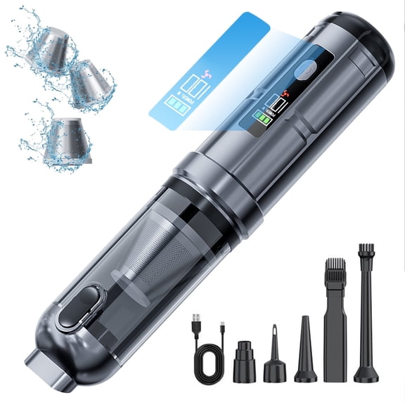 4-in-1 Handheld Vacuum Cleaner with 3 Speed Settings and 16000pa Suction Power Blowing & Inflating 2 Modes, Car Vacuum & Compressed Air Duster
