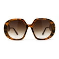 thumbnail image 2 of Womens Minimally Mod Simple Plastic Large Round Fashion Sunglasses Tortoise Brown, 2 of 4