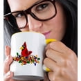 thumbnail image 2 of 3drose, Fun Red Cardinal Bird in Nest with Christmas Lights, 15oz Two-tone Yellow Mug, 2 of 6