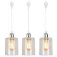thumbnail image 1 of FSLiving Suspensions d'Éclairage sur Rail Type H Finition Craquelée Abat-Jour en Verre Clair E26 Douille Argentée, Suspensions Réglables Décoratives Personnalisables pour Îlot de Cuisine Personnalisables, 1 of 9