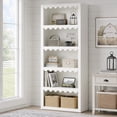 thumbnail image 2 of Fnova 5-Tier Open Bookcase, 70" Tall Bookshelf with Scalloped Edges, Modern Display Shelves Storage Organizer for Living Room, Home Office, White, 2 of 13