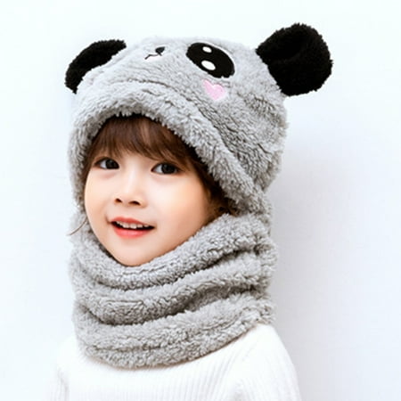 

BueatyH Baby Bonnet Scarf Windproof One-Piece Thermal Protect Ears Kids Cap Scarf