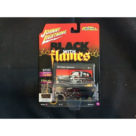 Johnny Lightning Street - Johnny Lightning 1:64 Street Freaks Ver A 1957 Chevy Ambulance Silver Metallic