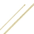 thumbnail image 2 of Wellingsale 14k Yellow Gold Polished 3.4mm Cuban Concaved Curb White Pave Diamond Cut HOLLOW Chain Necklace with Lobster Claw Clasp - 18", 2 of 6