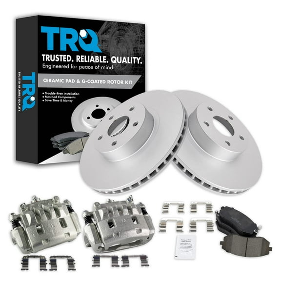 TRQ Front Brake Pad & Rotor Kit Brake Caliper Brake Pads Brake Rotor Ceramic Vented Premium G-Coated Fits Select 2005-2006 Saab 9-2X 2003-2008 Subaru Impreza 2002-2005 Legacy