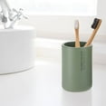 thumbnail image 6 of Chic Matte Green Bathroom Tumbler - Polyresin Toothbrush Holder, Modern Accessory for Vanity Countertop, 6 of 7