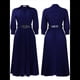 thumbnail image 3 of Vestido Plisado para Mujer, Cuello en V, Larga, Corte A, para Iglesia, Trabajo Formal, Negocios, con Cinturón Azul Oscuro M, 3 of 10