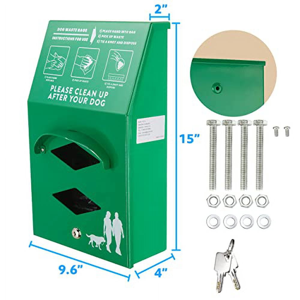 Aluminum Outdoor Dog Bag Dispenser with Pick Up After Your Dog Sign - Wall Mounted Dog Bag Dispenser - Outdoor Poop Bag Dispenser for Dog Waste - Includes Please Clean Up After Your Dog Sign
