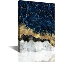 Canvas Wall Art, Navy Blue Marble Wall Art Paintings for Bathroom Living Room, Office Home Decoration Modern Canvas Artwork Wall Decor Ready to Hang 12''''x16'''', 1 Panel