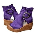 thumbnail image 6 of HAOTAGS Womens Summer Wedge Sandals Roman High Heel Fish Mouth Platform Casual Beach Shoes Purple Size 5.5, 6 of 6
