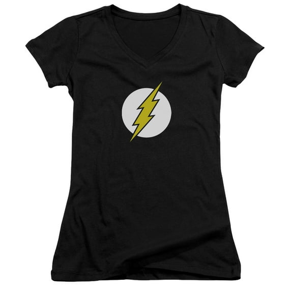 DC Comics Flash Flash Logo Junior Women's V-Neck T-Shirt Black