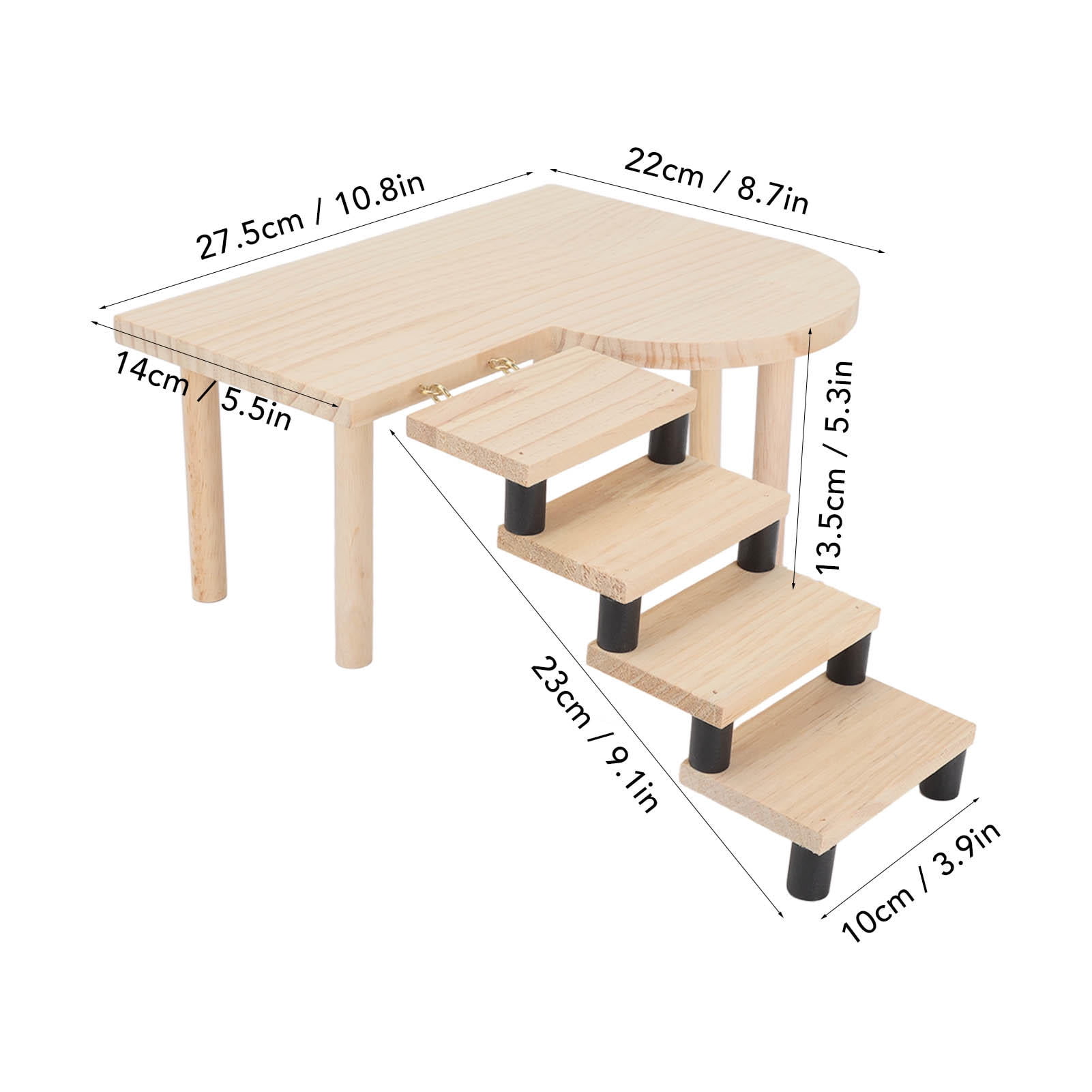 Suodoka Cute Wooden Hamster Platform & 5‑Step Stairs – Healthy Log Design, Easy Assembly, Multi‑Level Play for Hamsters & Guinea Pigs
