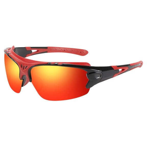 EGYMEN Men'S And Women'S Outdoor Sports Sunglasses, Windproof Cycling Eyewear, Protective Sports Shades, Scratch-Resistant Adventure Glasses(Red)
