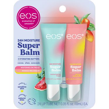 Eos 24HR Moisture Super Balm- Watermelon & Mango, Lip Sleeping Mask, 0.35 fl oz, 2 Pack