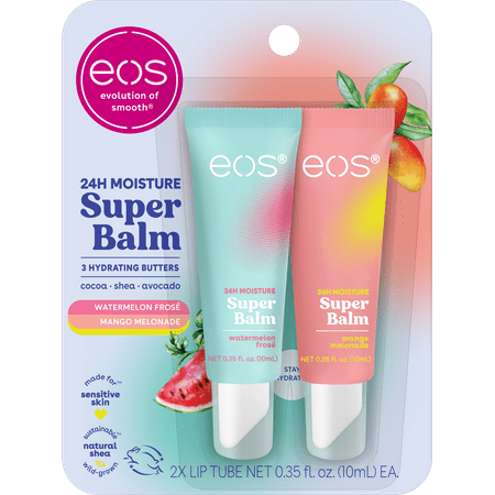 Eos 24HR Moisture Super Balm- Watermelon & Mango Lip Sleeping Mask 0.35 fl oz 2 Pack