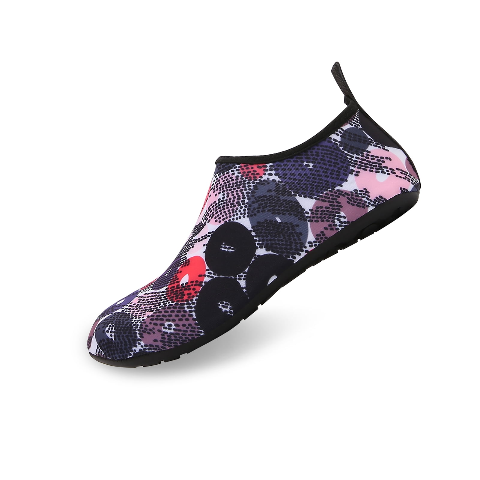 Men and Women a Slip On Barefoot Quick-Dry Beach Aqua Yoga Water Shoes (Pebble/Navy Red, 11-12 Women/9.5-10 Men)