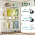 thumbnail image 3 of FUTASSI P3 Rolling Clothes Rack, Clothing Racks for Hanging Clothes, Heavy Duty Garment Rack with Wheels, Freestanding Portable Closet Organizer , Max Load 464 LBS, Whtie, 3 of 6