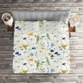thumbnail image 2 of Ambesonne Nature Quilted Coverlet 3 Pcs, Poppies Daisies Rural, King Size, Pale Green Yellow Blue, 2 of 2