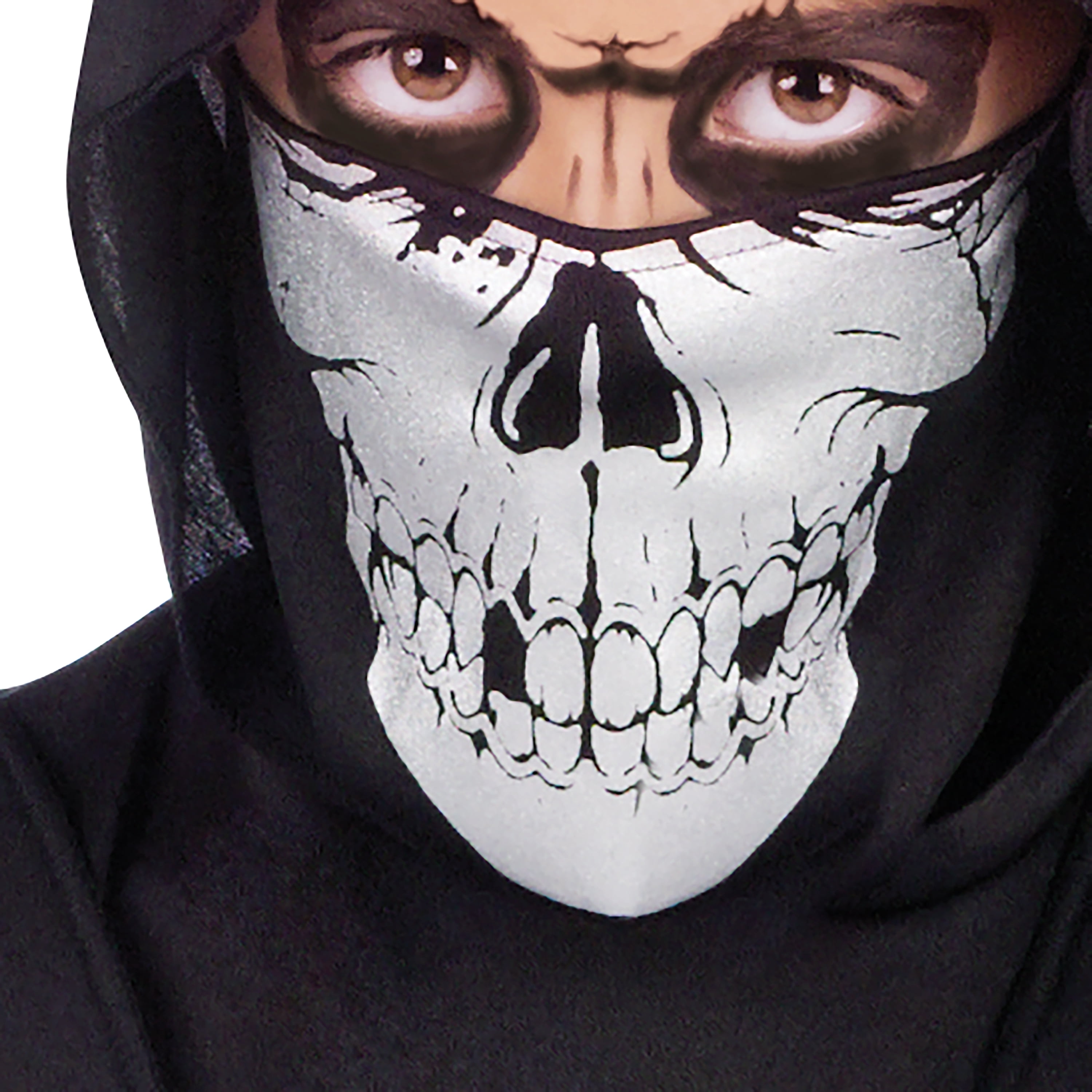 Skull Ninja Halloween Costume for Children, Silver/Black, Boy's Size XL (14/16), by Way to Celebrate
