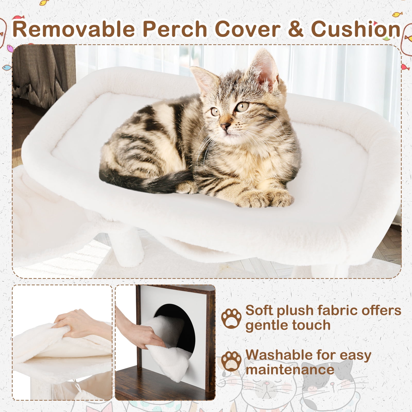 Gymax 59 inch Cat Tree w/ Litter Box Enclosure w/ Hidden Washroom Scratching Posts