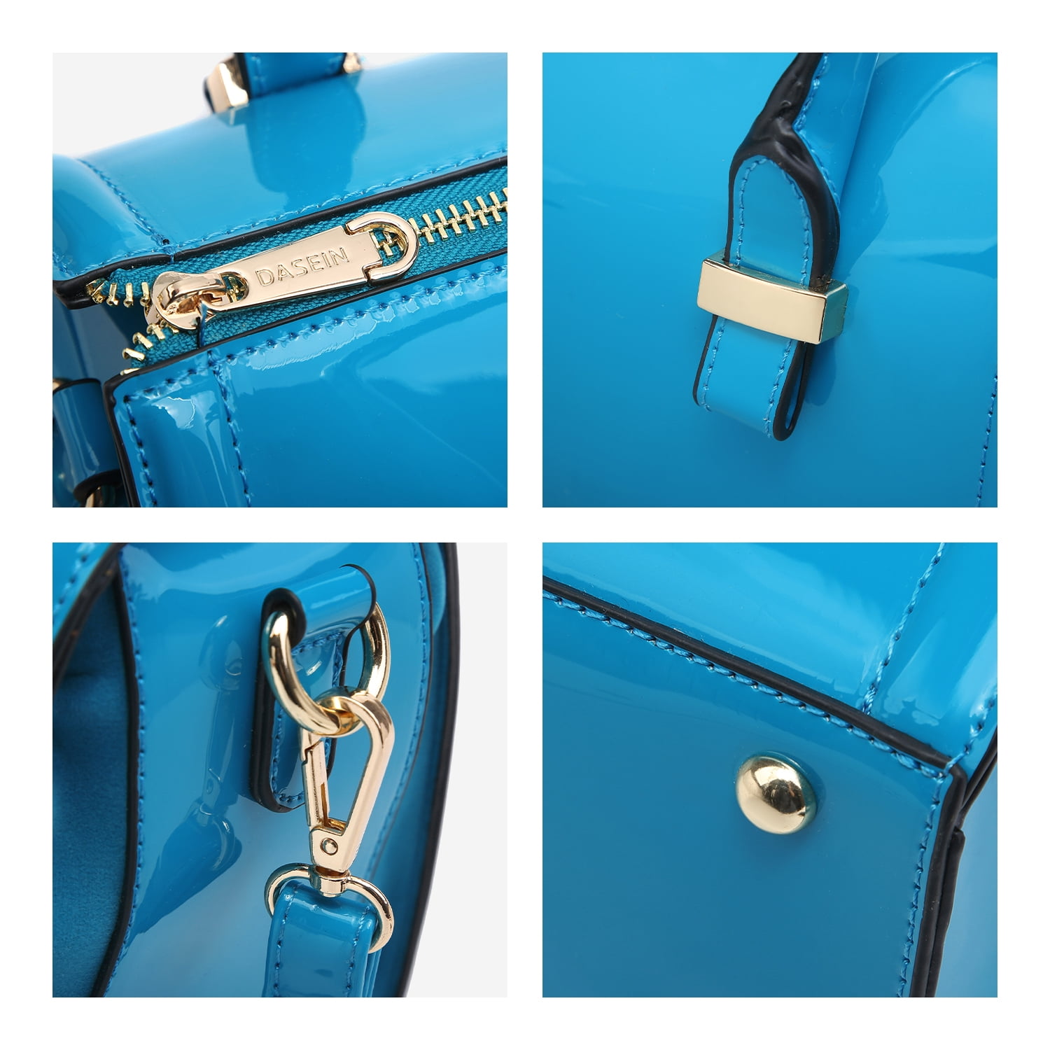 Shiny Patent Faux Leather Handbags Barrel Top Handle Purse Satchel Bag Shoulder Bag for Women