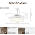 thumbnail image 7 of STERREN 42'' White Modern LED Downrod Bedroom Retractable Bladeless LED Ceiling Fan, 7 of 7