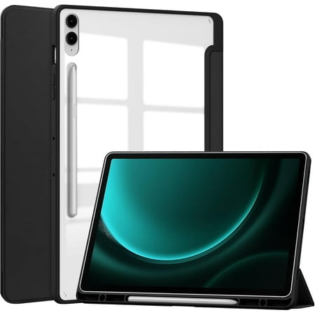 Hybrid Slim Case for Samsung Galaxy Tab S10 Lite / S10 FE / S9 FE 5G 10.9 inch, Clear Transparent Back Shell Case with S Pen Holder for Samsung Galaxy S10 Lite SM-X400 / SM-X406B Black