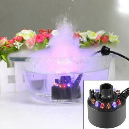 

1Pc Air Humidifier 12Led Colorful Mist Maker For Water Fountain Pond With Power Adapter 110-240V Us Plug
