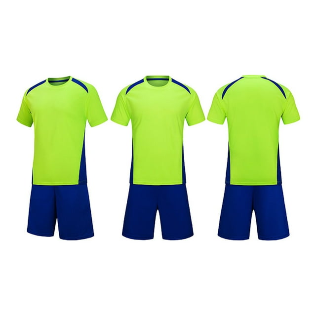 Conjuntos de blusas y camisas de manga corta con cuello en V. Conjunto de traje de fútbol de color sólido para niños para juegos deportivos universitarios, partidos de rendimiento, uniformes de entren