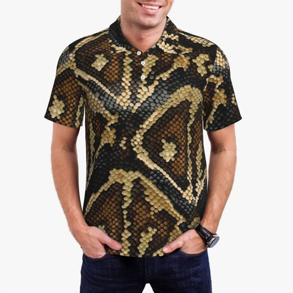 Snake Snakeskin Polo Shirts Man Python Skin Print Casual Shirt Daily Vintage Collar T-Shir