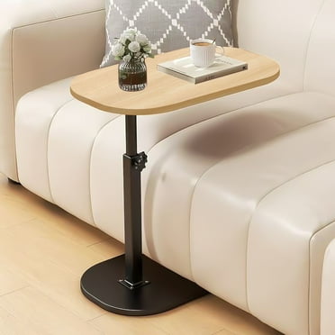 VEGCOO Adjustable-Height End Table,C Shaped Side Table with 360°Swivel Tabletop for Home/Office